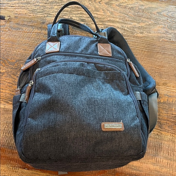 iniuniu Handbags - Chic Charcoal Baby Backpack with Brown Accents